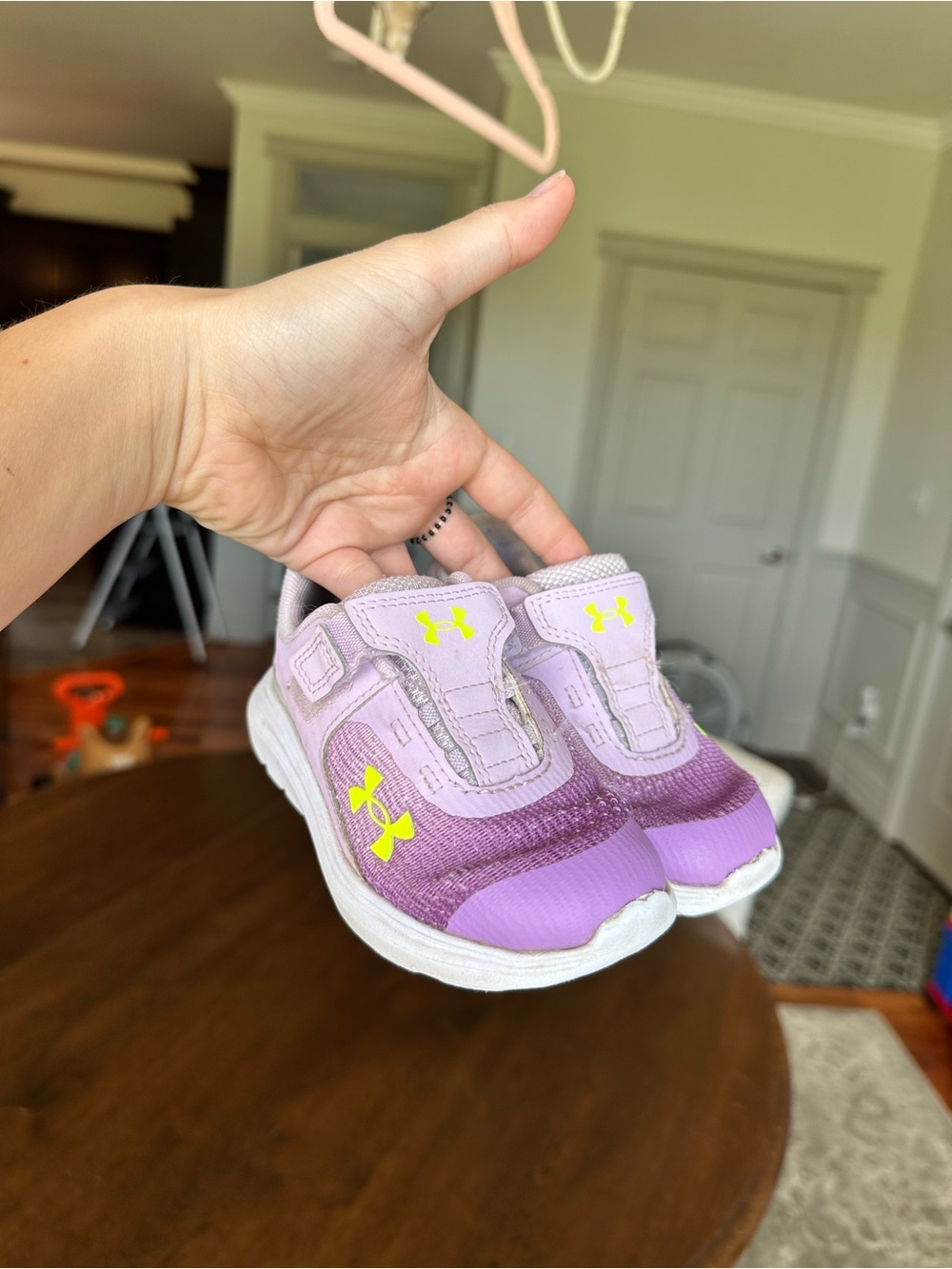 Under Armour Kids Purple and Neon Yellow Slip-On Sneakers